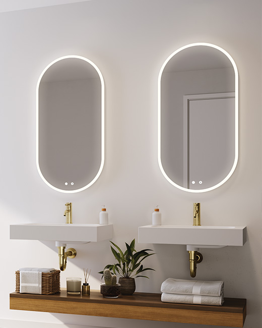 Halo plus oblong LED mirror